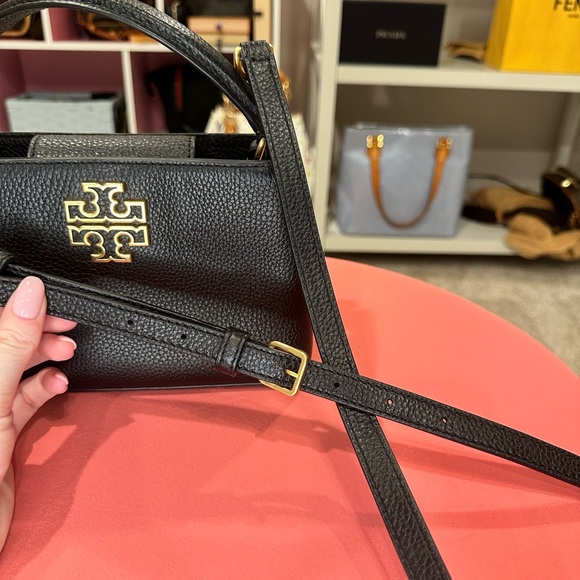 Tory Burch Britten Black Pebbled Leather Micro Satchel Bag - Picture 12 of 13